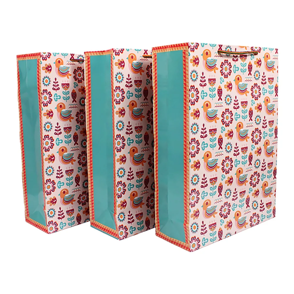 Archies Madhubani Fish & Sparrow Design Printed Paper Gift Bag (Large)