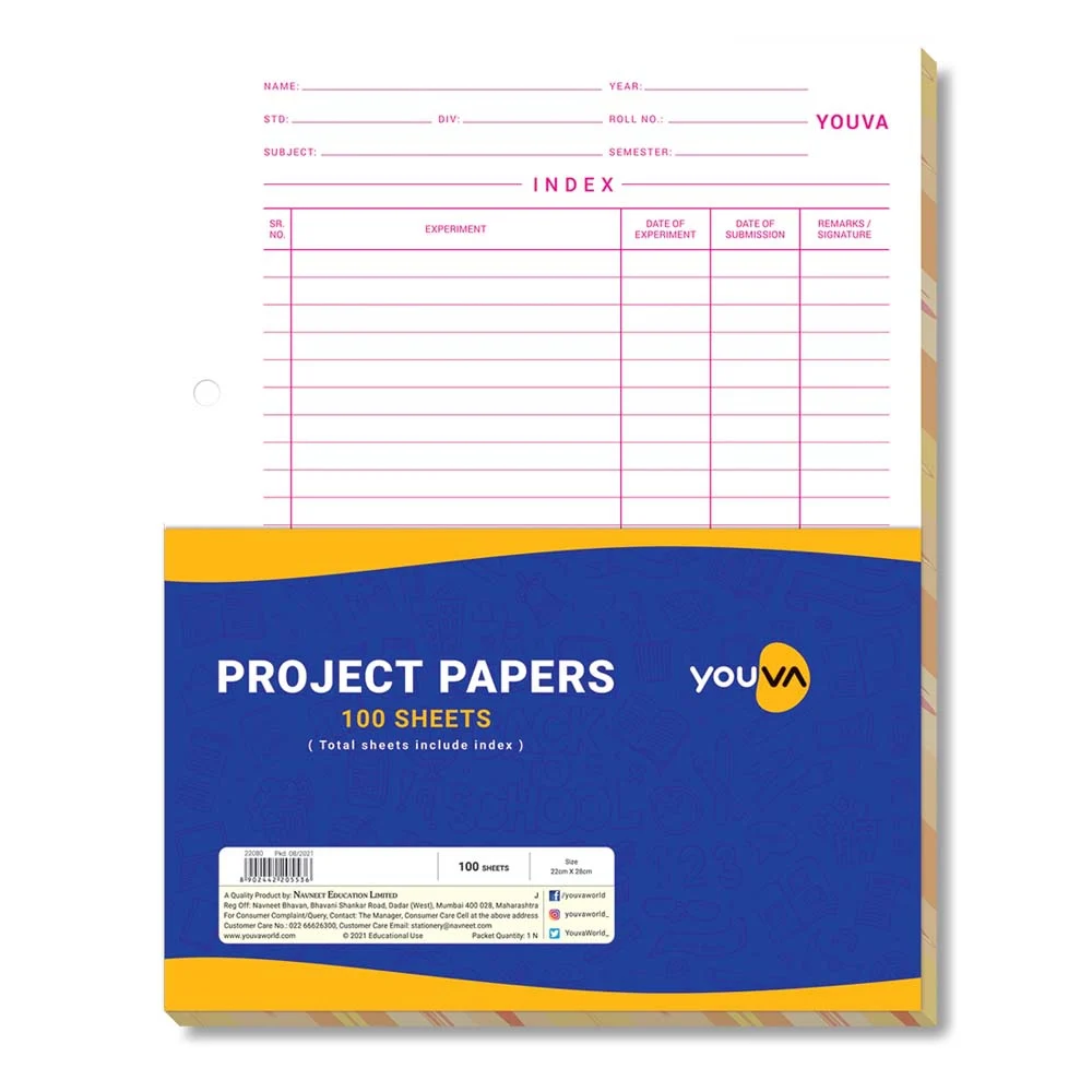 Navneet Youva Project Paper - 22 x 28 cm - 100 Sheets