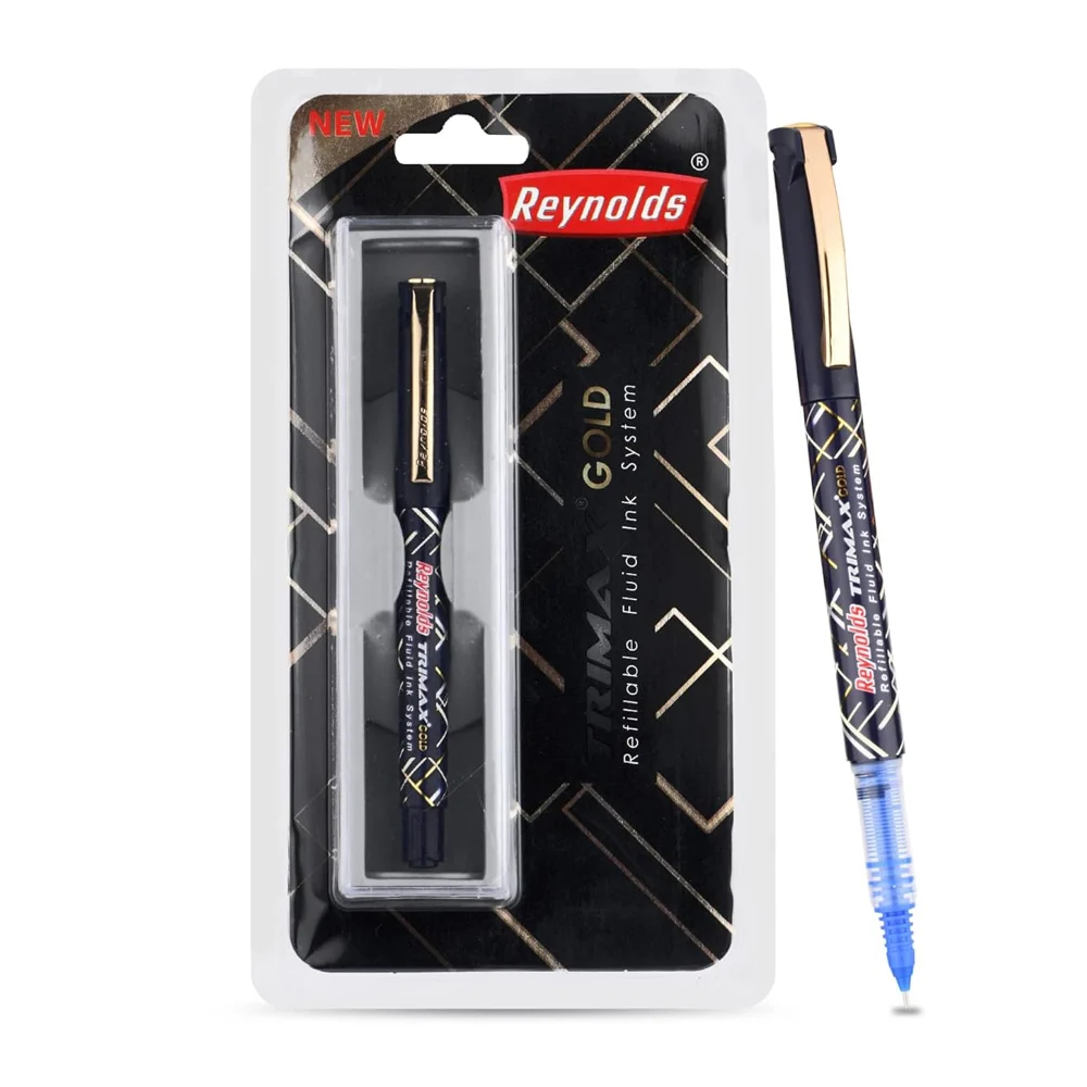 Reynolds Trimax Gold Blister Blue Ball Pen