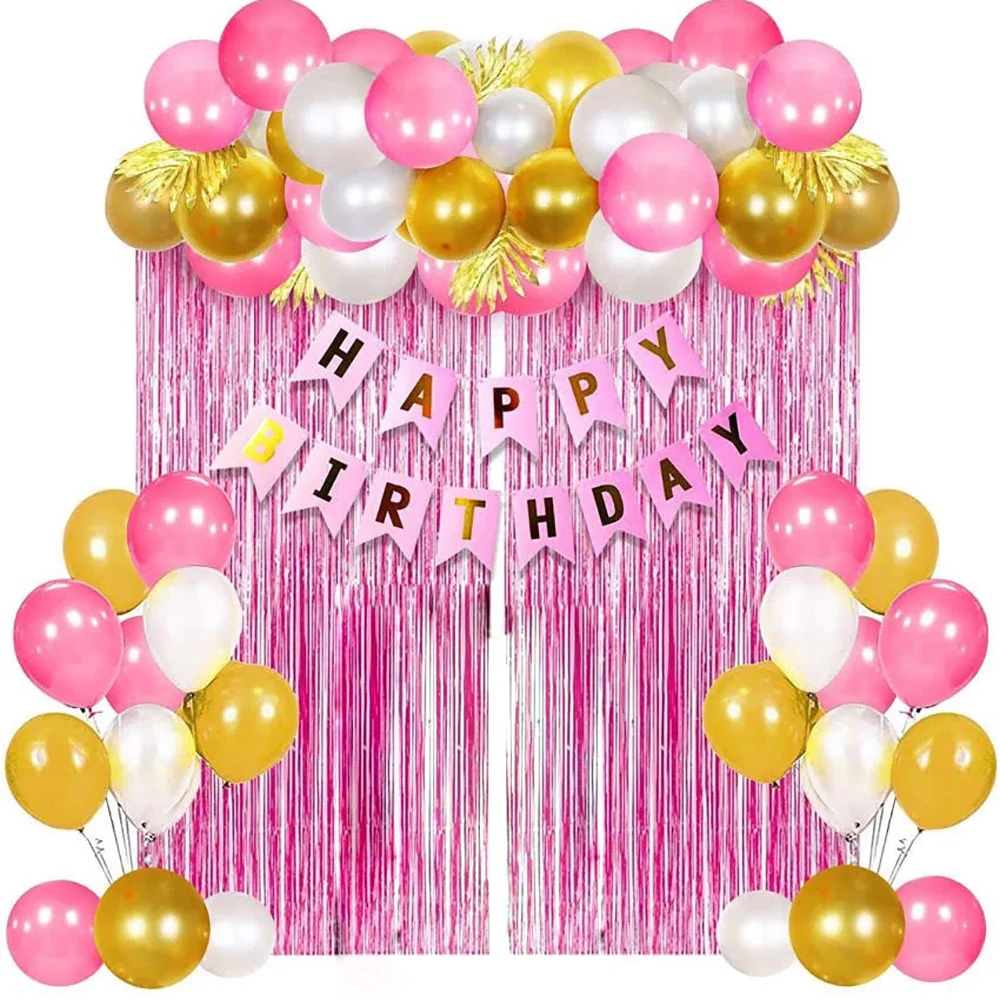 Manovedant Happy Birthday Pink Theme Decoration Kit