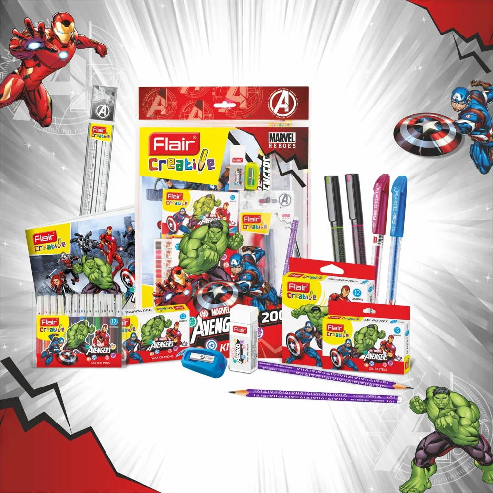 Flair Marvel Avengers Stationery Kit- 14 Pieces