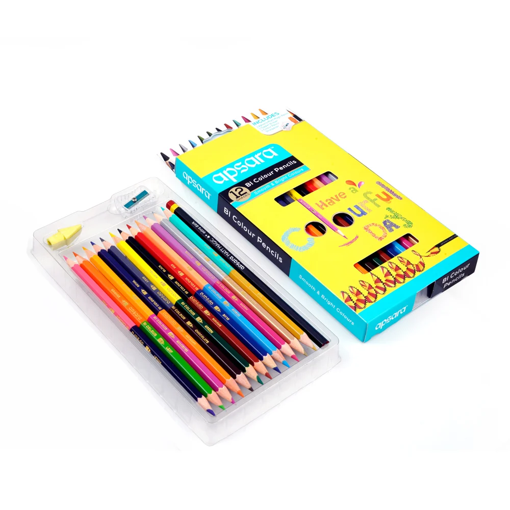 Apsara Bi Colour Pencils (Multicolour) - 12 Pieces