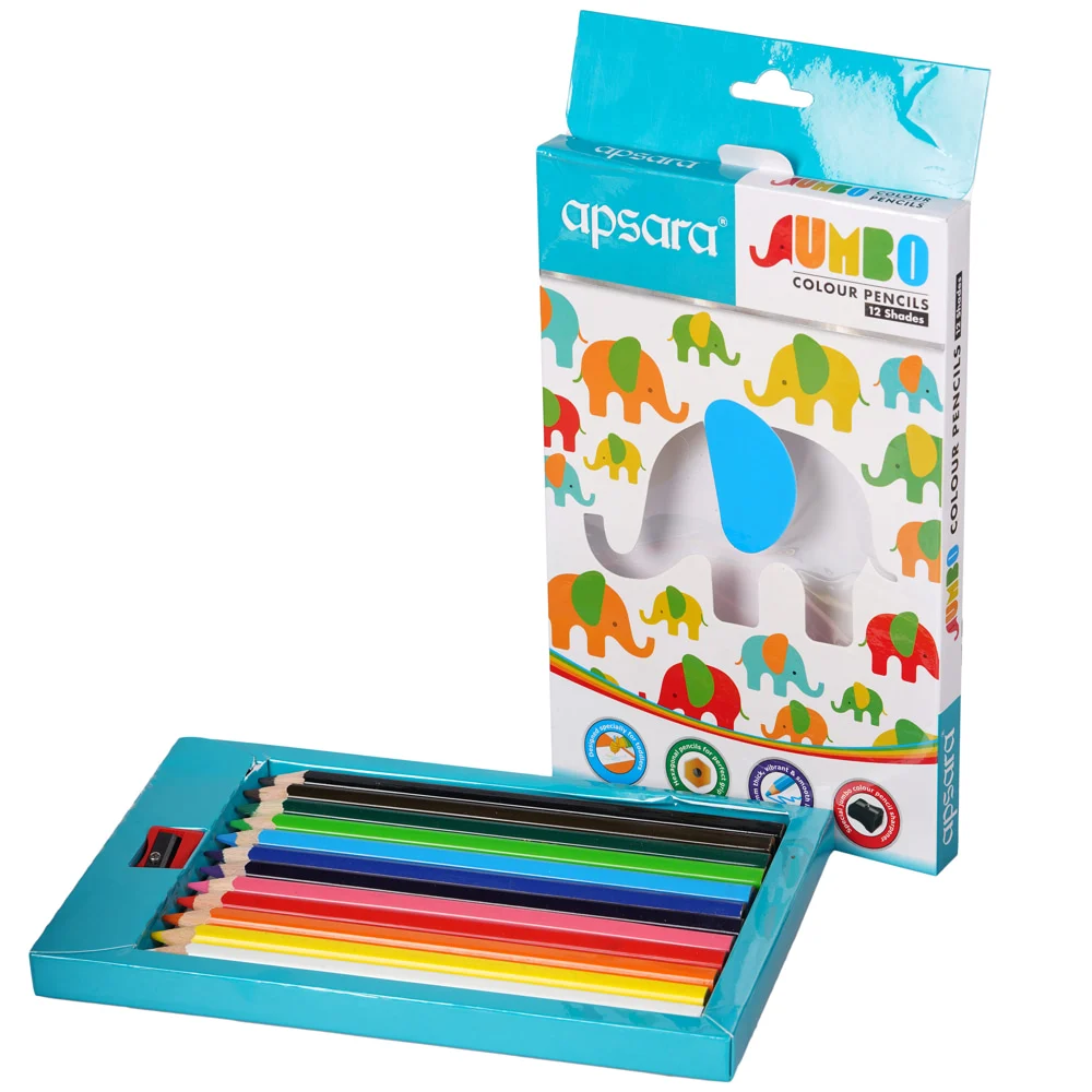 Apsara Jumbo Colour Pencils (Multicolour) - 13 Pieces