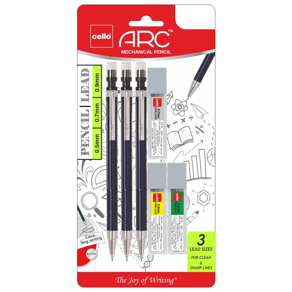 Cello Arc Mechanical Pencil With Lid (Pack Of 3)
