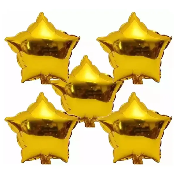 Manovedant Gold Star Foil Balloons - 5 Pieces