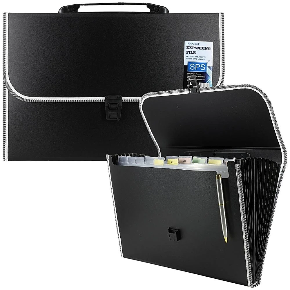 SPS Expanding File Folder FC Size (Black) 13 Pocket