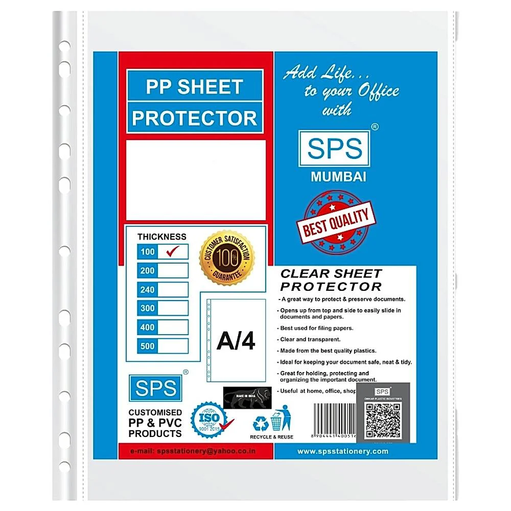 SPS Sheet Protector A4 Size (100 Micron) - 50 Pieces