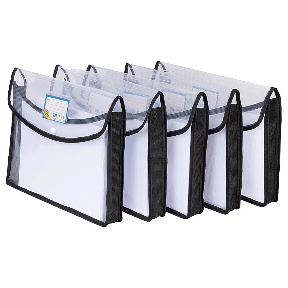SPS Button File Folder FC Size (Transparent) - 5 Pieces