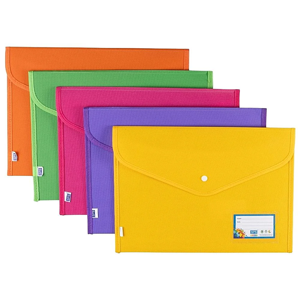 SPS Dotted Button File Folder A4 Size (Multicolour) - 5 Pieces