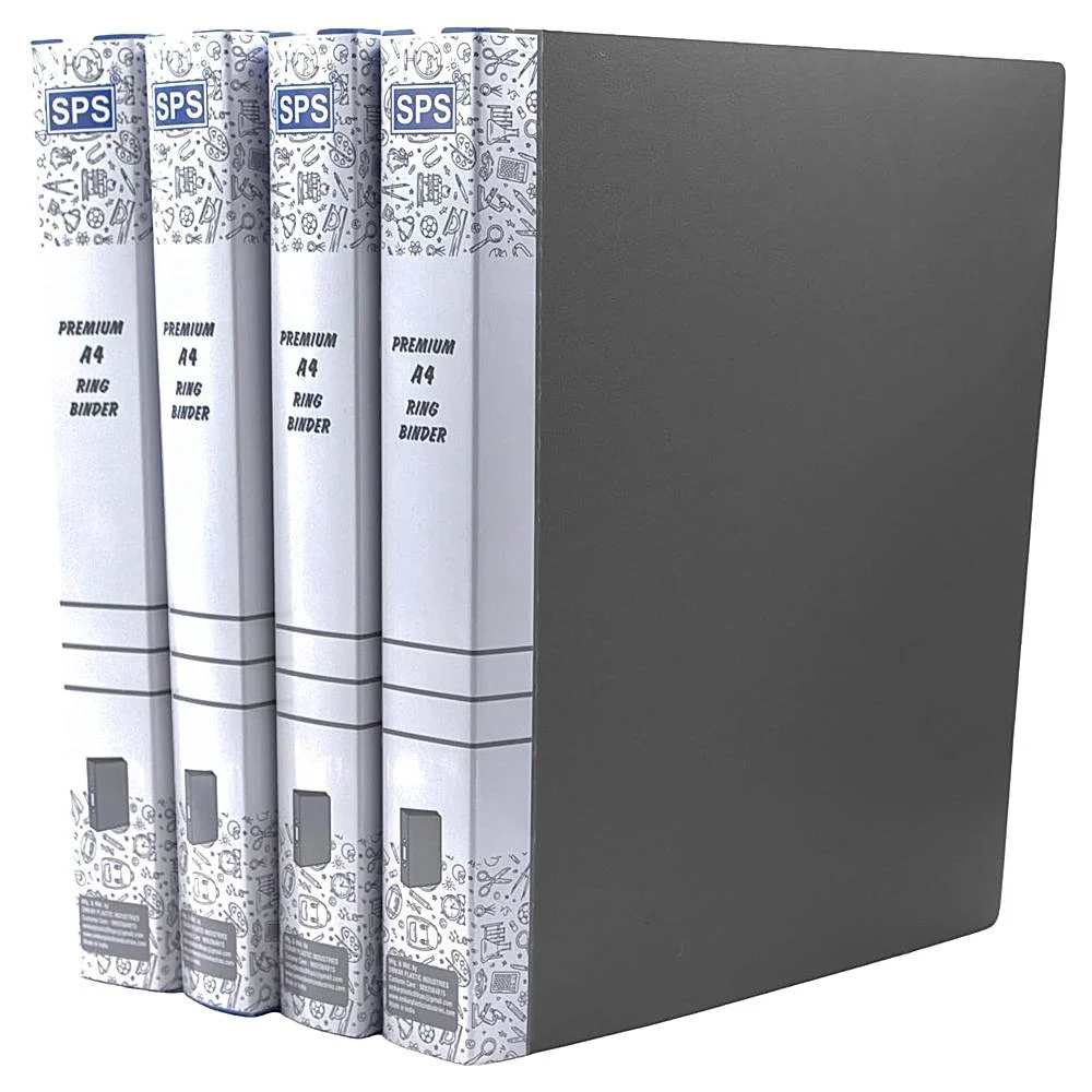 SPS Ring Binder File Folder A4 Size (Grey) - 4 Pieces