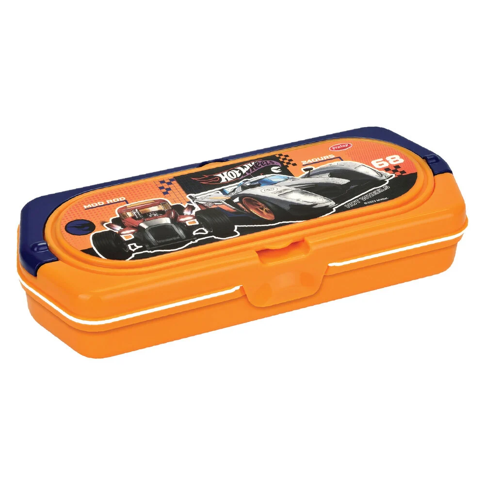 Pratap Hot Wheels Pencil Box (Orange & Dark Blue)
