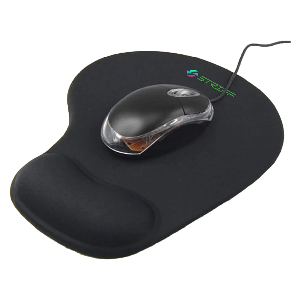 Striff Gel Synsthesized Wrist Support Rubber Mouse Pad - Black