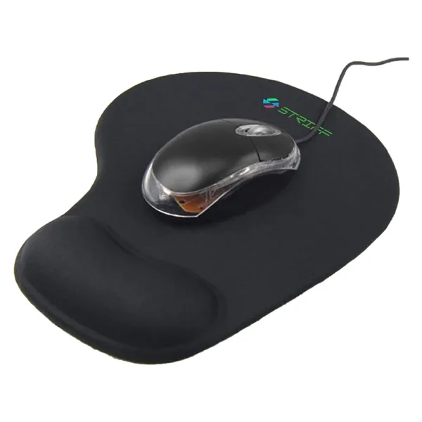 Striff Gel Synsthesized Wrist Support Rubber Mouse Pad - Black