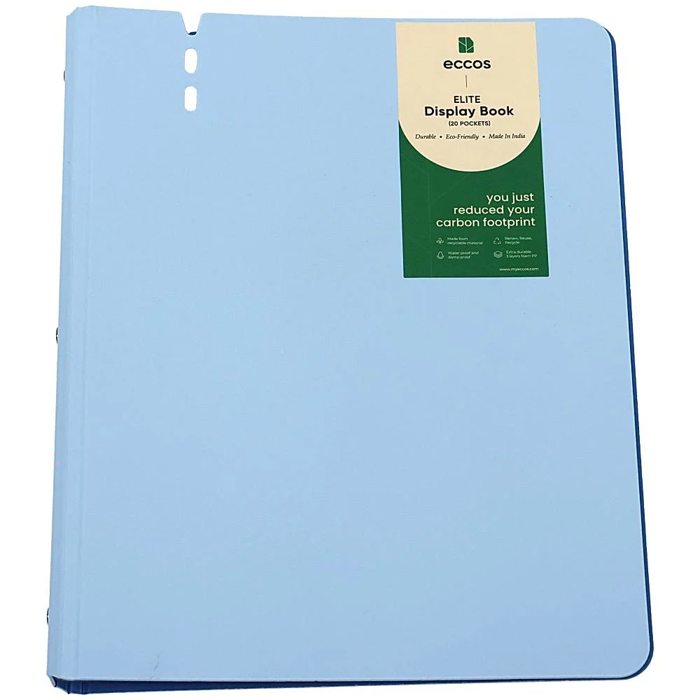 ECCOS Elite Display Book 20 Pockets A4 Size (Light Blue)