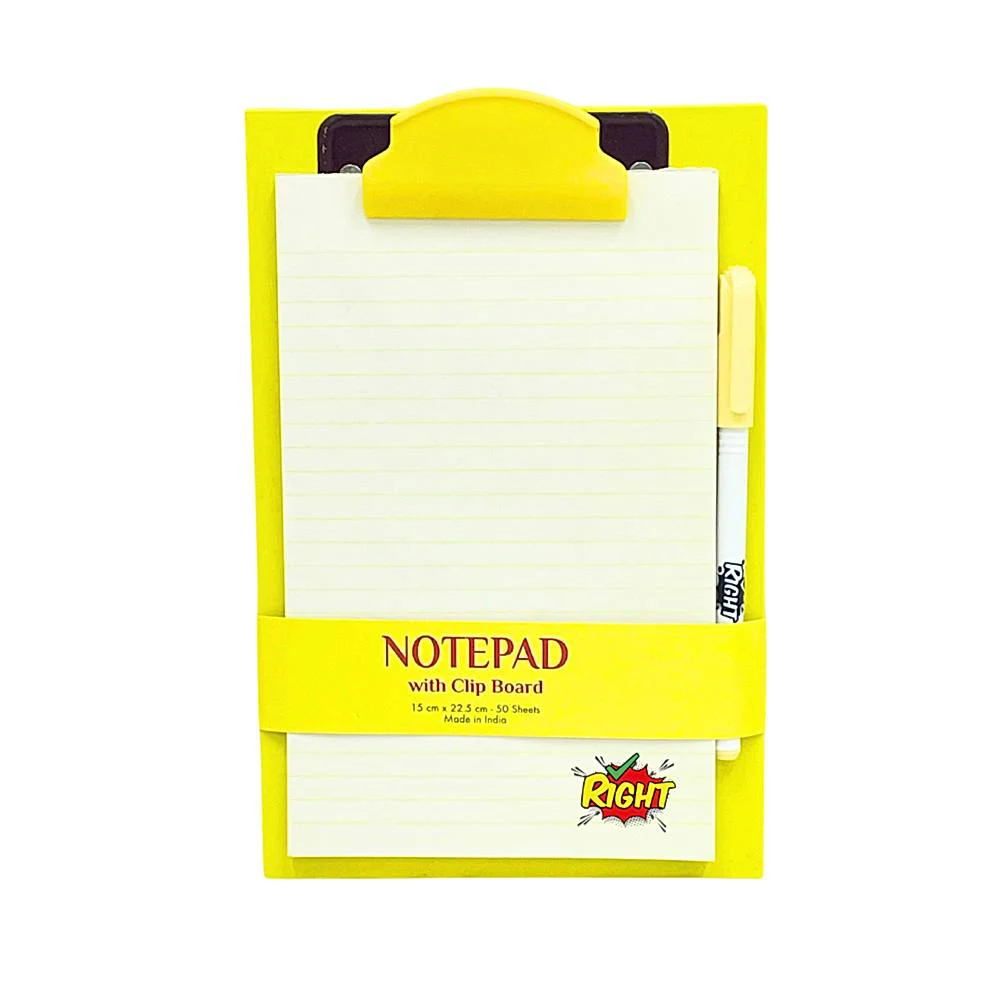 Right Notepad With Clipboard - Yellow