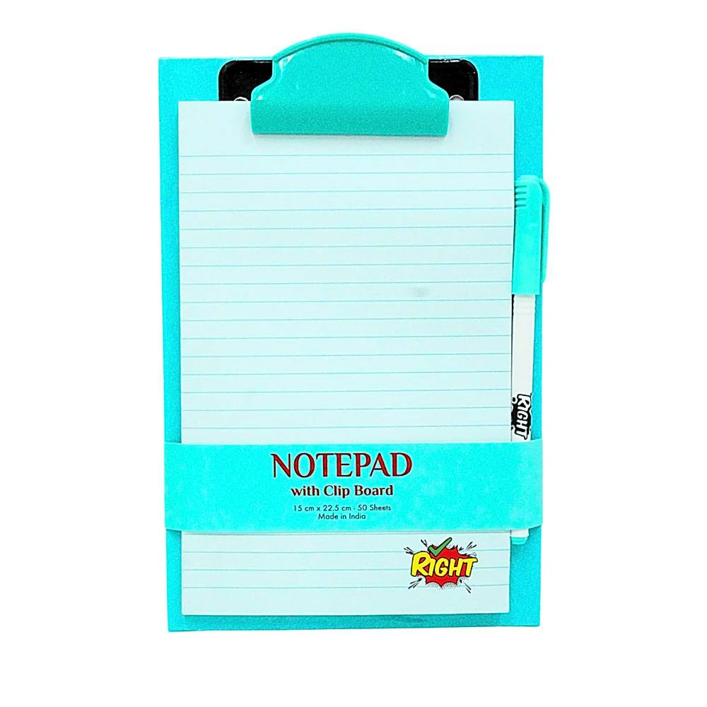Right Notepad With Clipboard - Blue