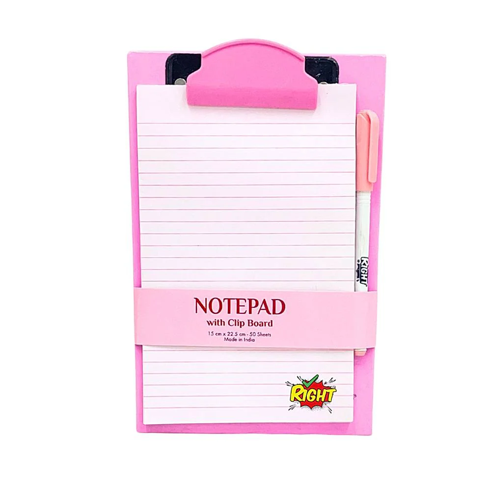 Right Notepad With Clipboard - Pink