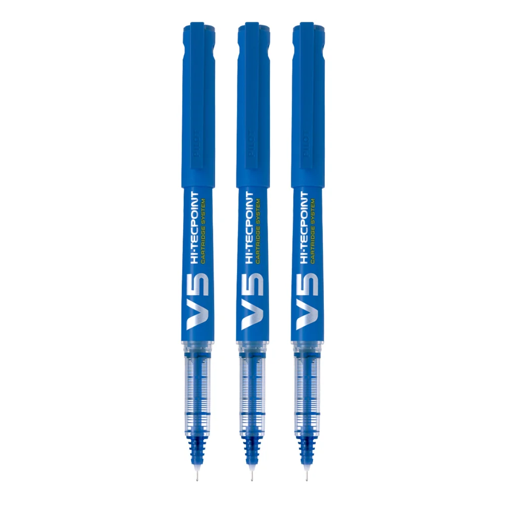 Pilot V5 Hi-tecpoint Roller Pen Blue - Pack Of 3