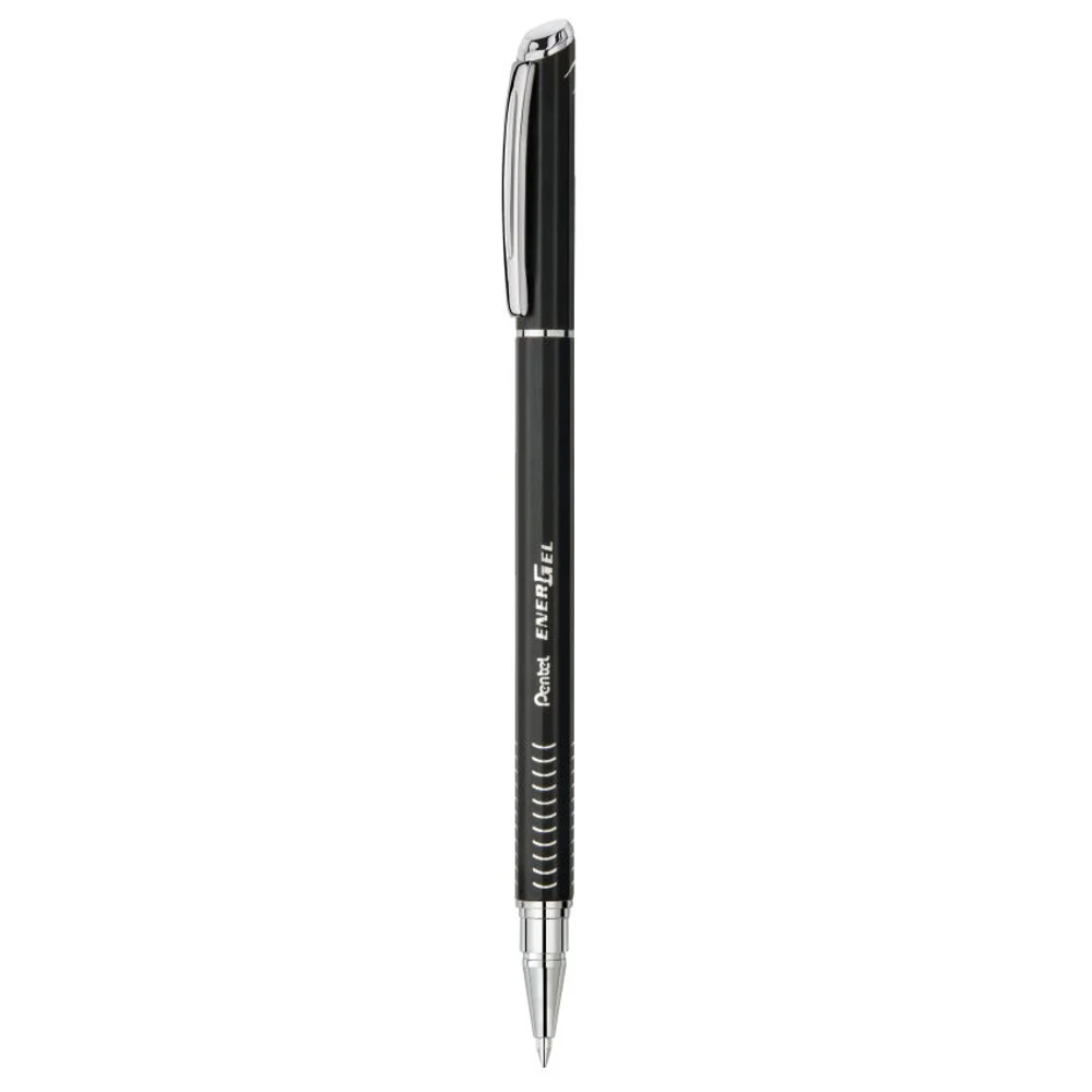 Pentel BL457-Energel Metal Lite Gel Roller Pen Black Body Black Ink