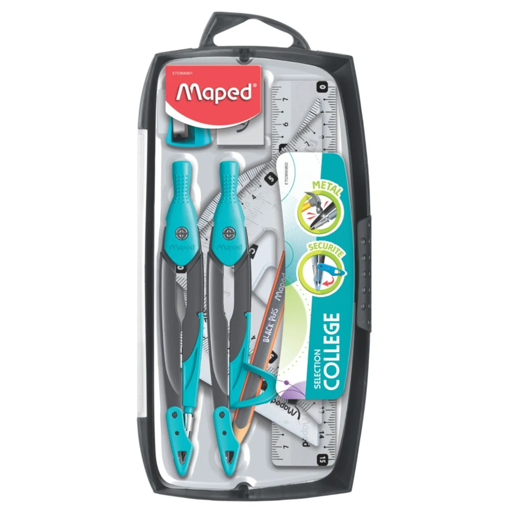 Maped Metal Transparant Geometry Math Box (Blue)