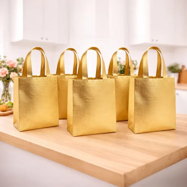 Gold Metalic Vertical Ready Gift Bag (Big) Set Of 5