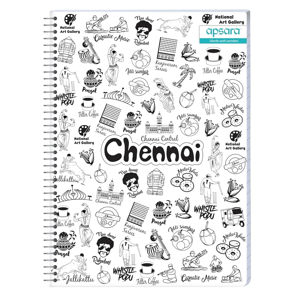 Apsara Spiral Notebook 6Subject Blue Single Line 26.7X20.3 302Pages