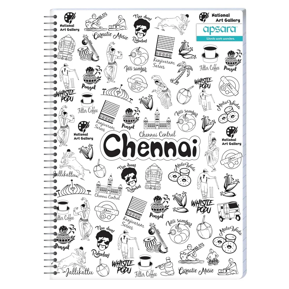 Apsara Spiral Notebook 6 Subject Unruled 26.7X20.3 302Pages