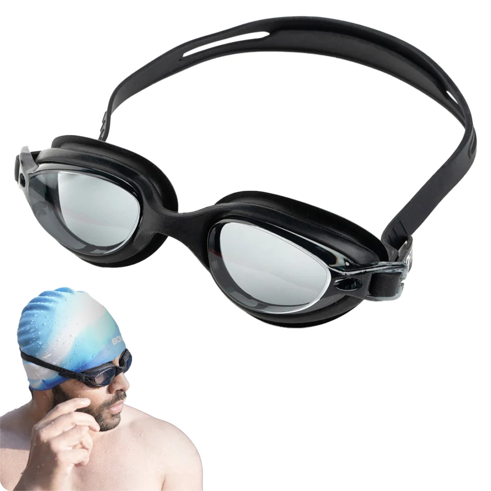 Boldfit Swimming Goggles 110AF Adjustable Strap With Free Case - Black