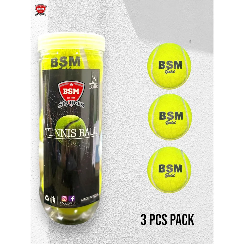 BSM Cricket Tennis Ball With Can - Pack of 3