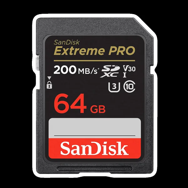 SanDisk Extreme PRO SDHC 64GB Class 3, Class 30 200MB/s Memory Card
