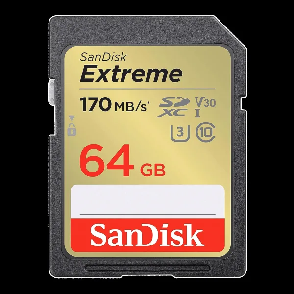 SanDisk Extreme SD SDHC 64GB Class 3, Class 30 170MB/s Memory Card