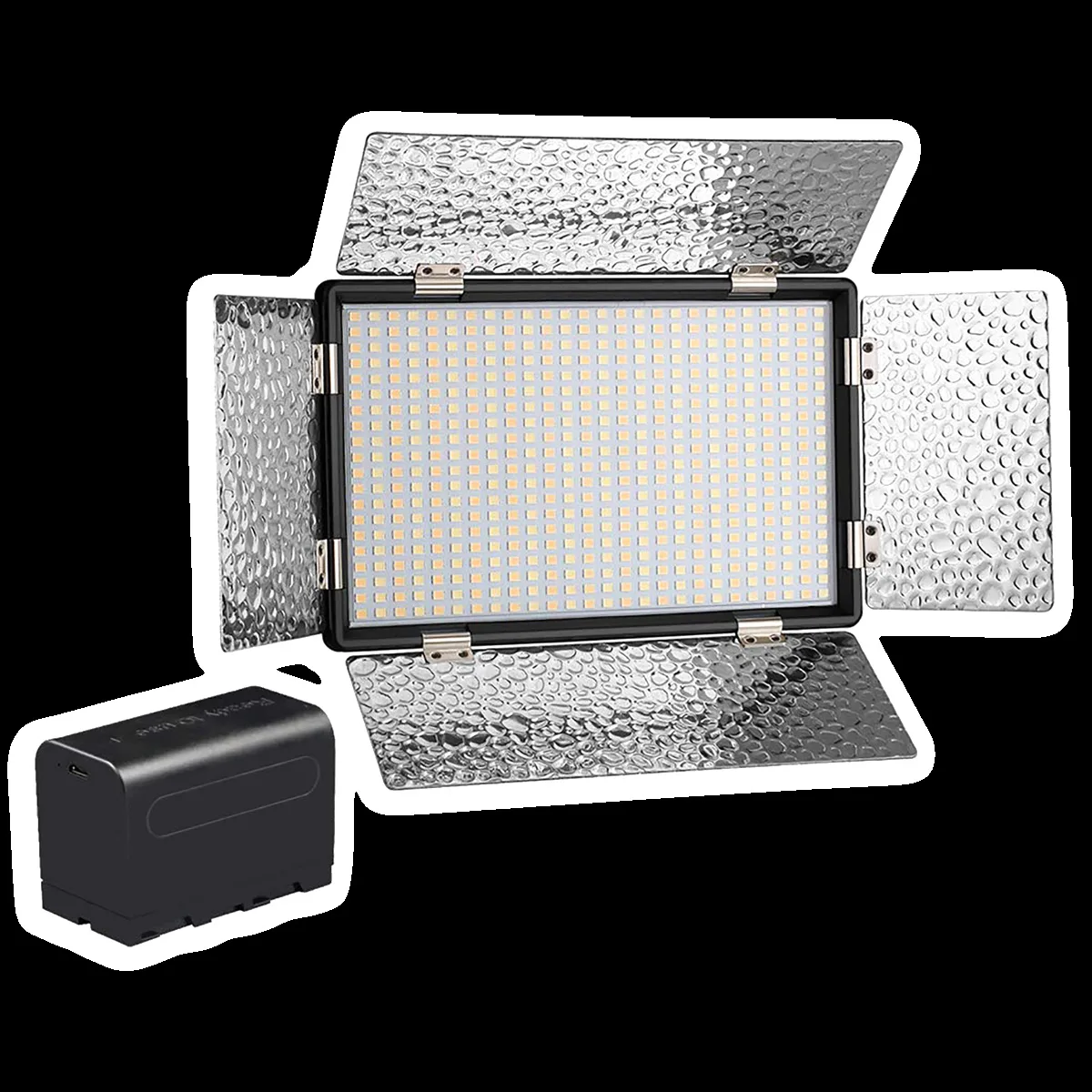 DigiTek D520B Com F750MU LED Video Light with Barndoor for Camera (Dual Color Temperature, Black)