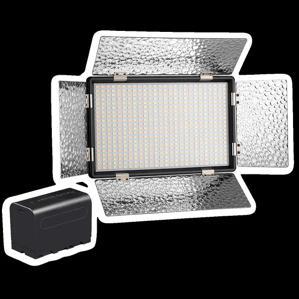 DigiTek D520B Com F750MU LED Video Light with Barndoor for Camera (Dual Color Temperature, Black)