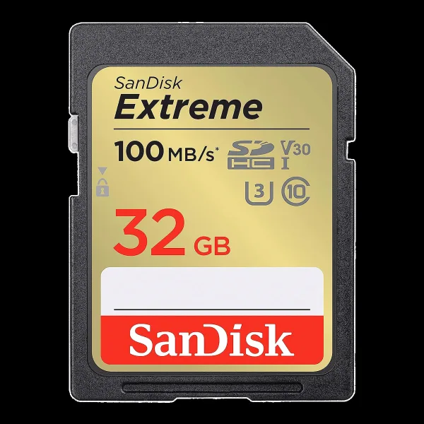 SanDisk Extreme SD SDHC 32GB Class 3, Class 30 100MB/s Memory Card