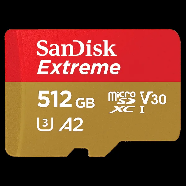 SanDisk Extreme MicroSDXC 512GB Class 10, Class 30, Class 3 190MB/s Memory Card
