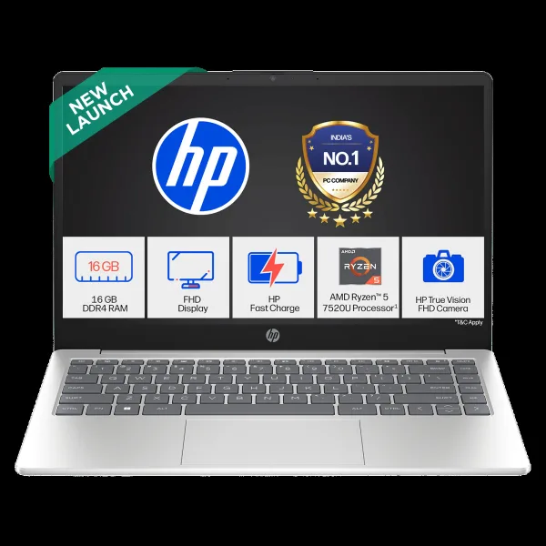 HP 14-em0108AU AMD Ryzen 5 Laptop (16GB, 512GB SSD, Windows 11 Home, 14 inch Full HD IPS Display, MS Office 2024, Natural Silver, 1.4 KG)