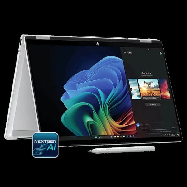 HP OmniBook X Flip 14-fm0058TU Intel Core Ultra 5 Touchscreen Thin & Light Laptop (16GB, 512GB SSD, Windows 11 Home, 14 inch 3K OLED Display, MS Office Home 2024, Glacier Silver, 1.38 KG)