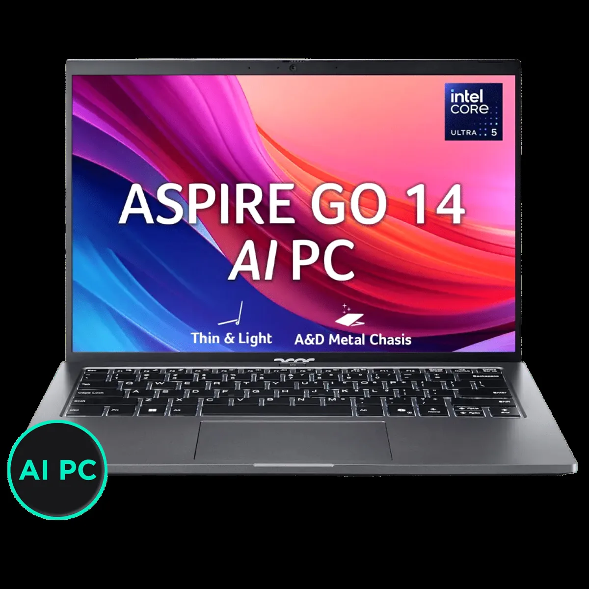 Acer Aspire Go 14 Intel Core Ultra 5 Thin & Light Laptop (16GB, 512GB SSD, Windows 11 Home, 14 inch WUXGA IPS Display, MS Office, Steel Gray, 1.5 KG)