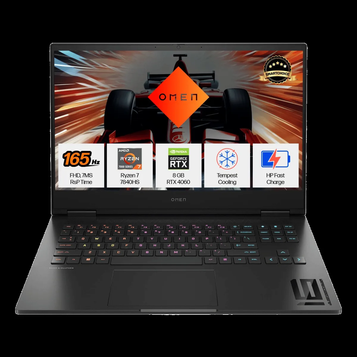 HP Omen 16 xd0020AX AMD Ryzen 7 Gaming Laptop (16GB, 1TB SSD, Windows 11 Home, 8GB Graphics, 16.1 inch 165 Hz FHD Display, NVIDIA GeForce RTX 4060, MS Office 2021, Shadow Black, 2.37 KG)
