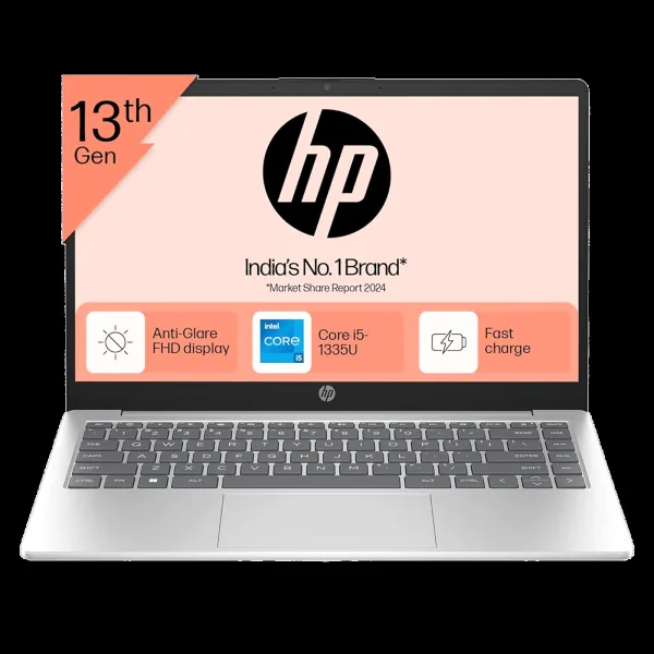 HP 14 gr0001TU Intel Core i5 13th Gen Thin & Light Laptop (16GB, 512GB SSD, Windows 11 Home, 14 inch Full HD Display, MS Office 2021, Natural Silver, 1.4 KG)