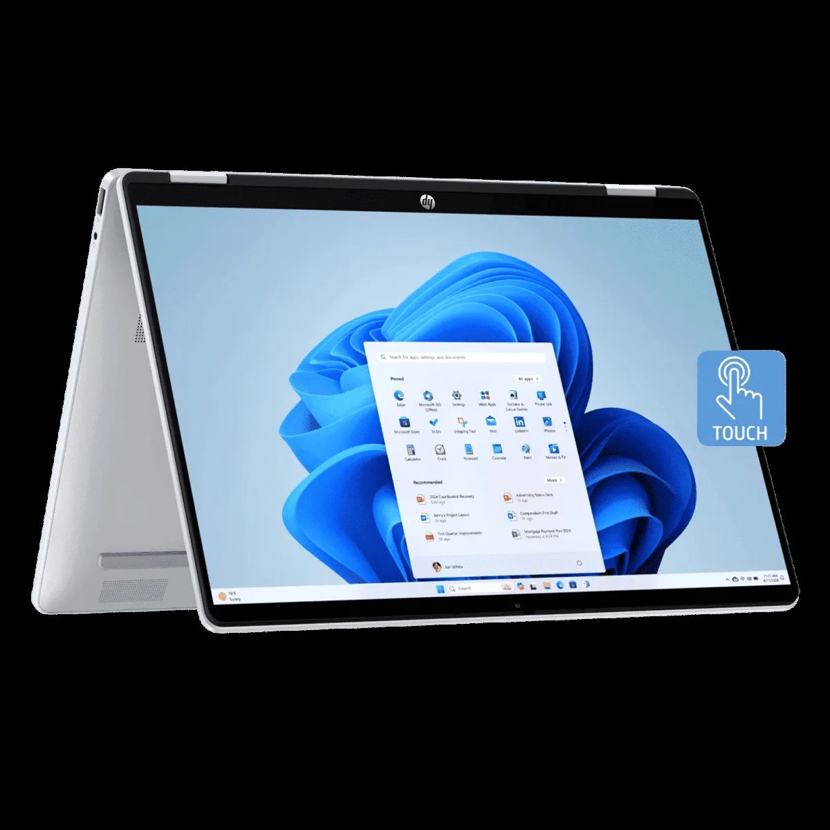 HP OmniBook 5 Flip Intel Core i5-1334U 13th Gen Touchscreen 2-in-1 Laptop (16GB RAM, 512GB SSD, Windows 11 Home, 14 inch 2K IPS Display, Microsoft Office Home 2024, Glacier Silver, 1.62 KG)