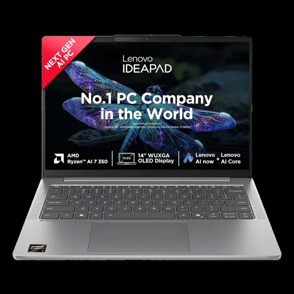 Lenovo IdeaPad Slim 5 14AKP10 AMD Ryzen AI 7 Thin & Light Laptop (24GB, 1TB SSD, Windows 11 Home, 14 inch WUXGA OLED Display, MS Office Home 2024, Luna Grey, 1.39 KG)