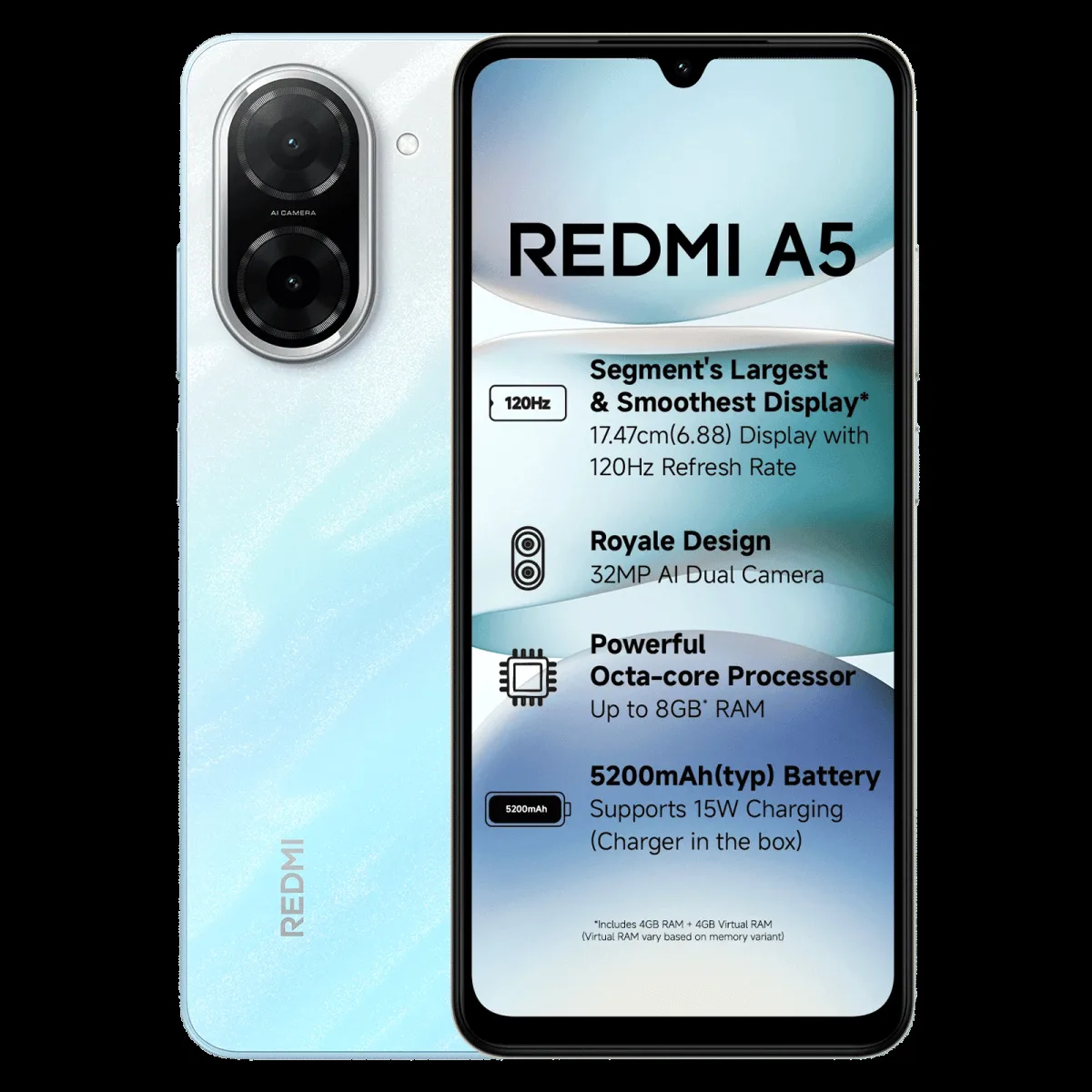 Redmi A5 (4GB RAM, 128GB, Pondicherry Blue)