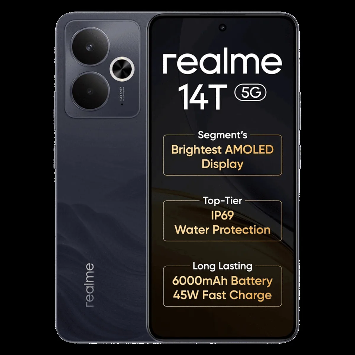 realme 14T 5G (8GB RAM, 256GB, Obsidian Black)