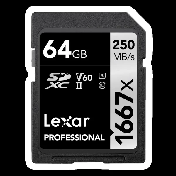 Lexar Professional 1066x SILVER Series SDXC 64GB Class 60, Class 3 250MB/s Memory Card