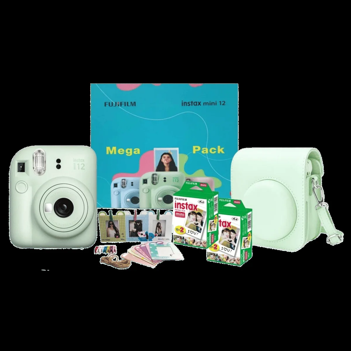 FUJIFILM Instax Mini 12 Mega Pack Instant Camera with 40 Shots (Mint Green)