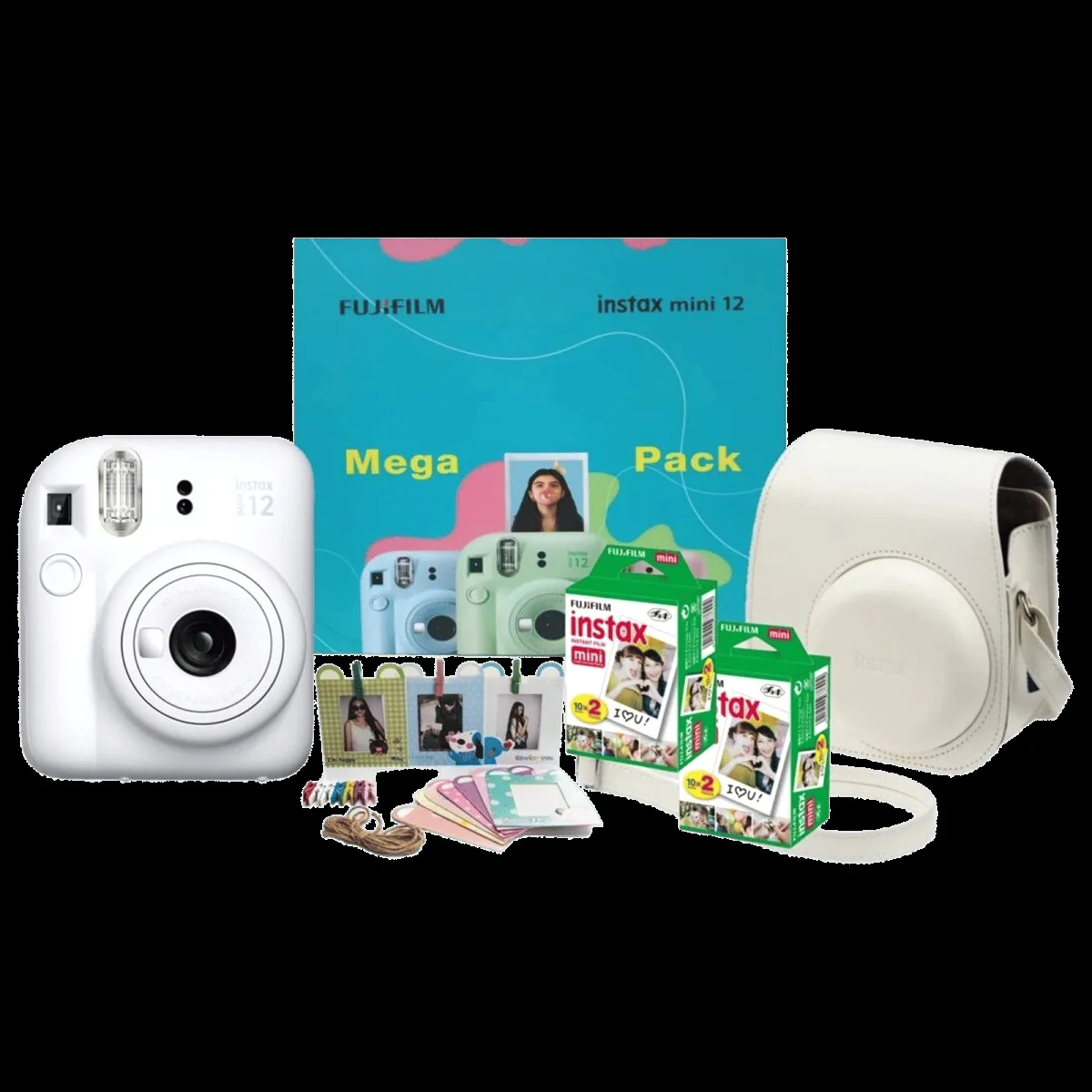FUJIFILM Instax Mini 12 Mega Pack Instant Camera with 40 Shots (Clay White)