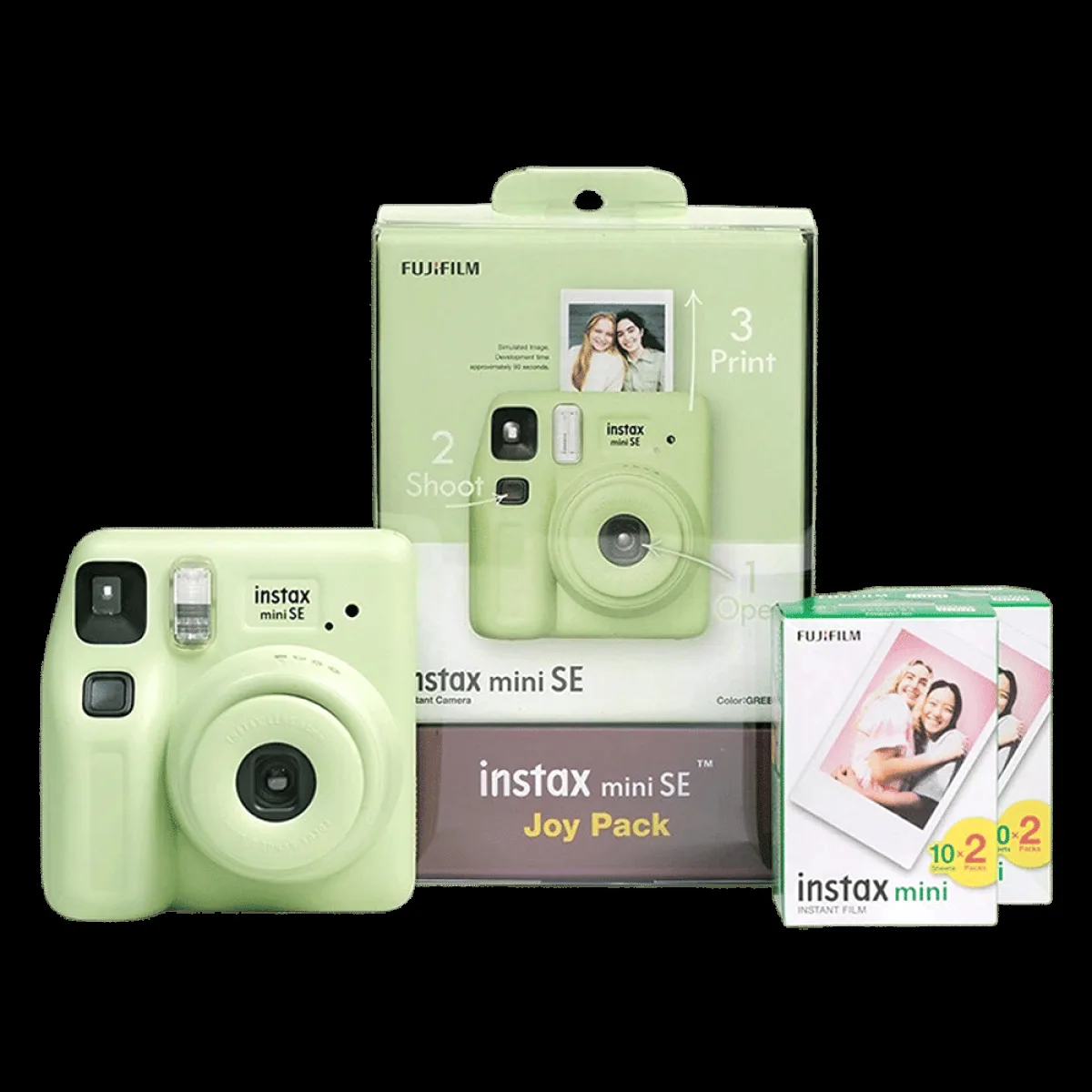 FUJIFILM Instax Mini SE Joy Pack Instant Camera with 40 Shots (Green)