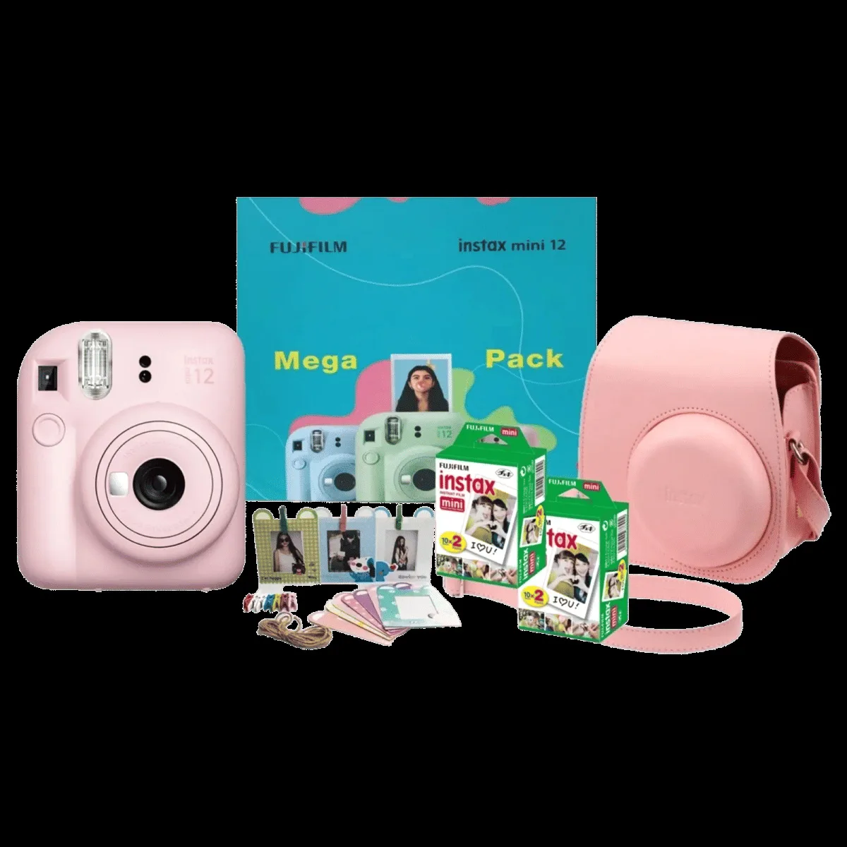 FUJIFILM Instax Mini 12 Mega Pack Instant Camera with 40 Shots (Blossom Pink)