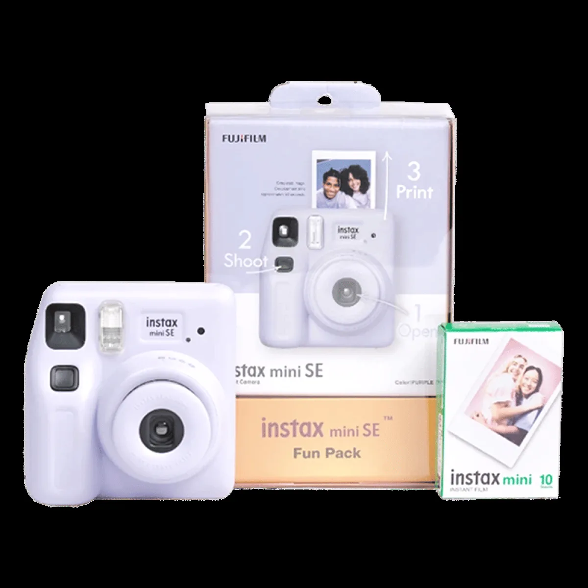 FUJIFILM Instax Mini SE Fun Pack Instant Camera with 10 Shots (Purple)